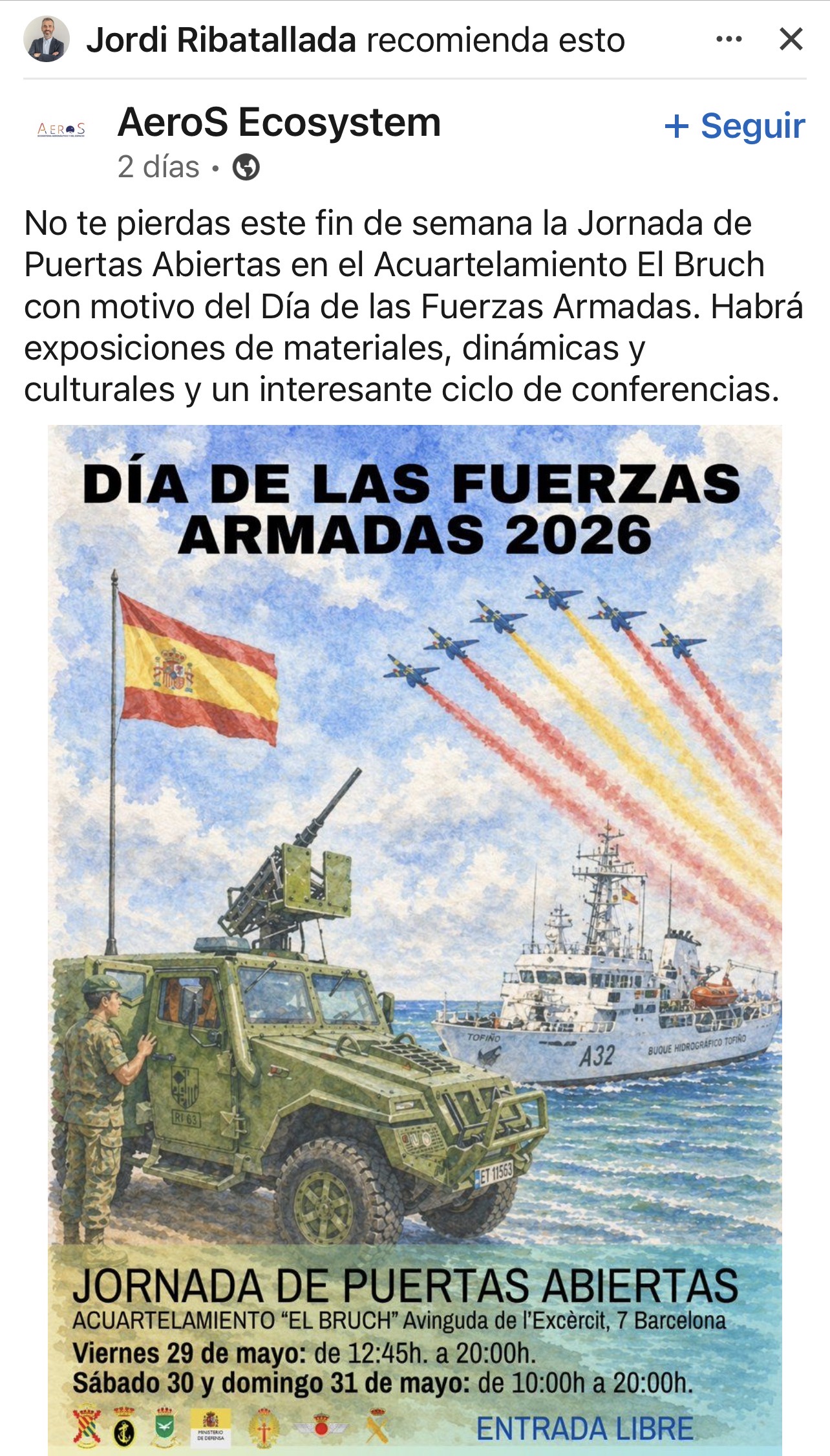 Este no lo había visto jjjj
Veis ? todo lo que hay de defensa lo comparte …
Jordi no es cualquiera en Airtificial
Es el que lleva la estrategia y se encarga de los sectores más tecnológicos que son robótica y el sector aeroespacial y defensa.
Trabaja muchísimo y eso se comprueba en su LinkedIn
Está como Dios en todas partes jjjj
No se pierde una feria ni reunión importante que pueda ayudar a esta empresa.