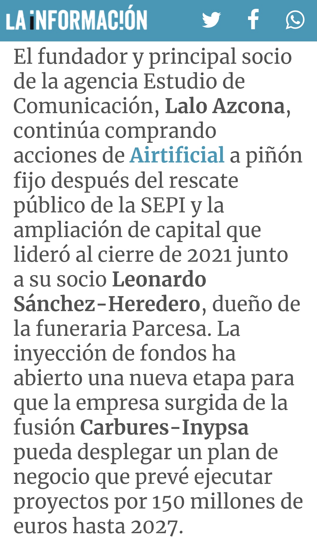 Sigo buscando información…
Es muy importante mirad atrás pero para analizar no para llorar
Comprando a piñón dice aquí <span class="Emo28"> </span>
Mirad decía que preveían ejecutar proyectos por 150 millones en 2027 y eso se superó con creeces en 2023 con 177 millones
Bien no ?