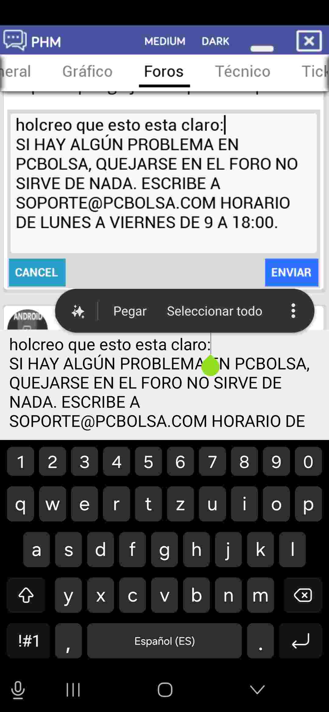 grafico de la accion Pharma Mar