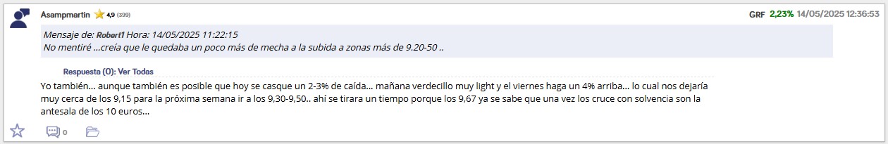 No veo OPA, lo que veo es que la acción sigue cumpliendo el patrón habitual ... y hará su visita de cada 3-4 meses a los 10 euros...