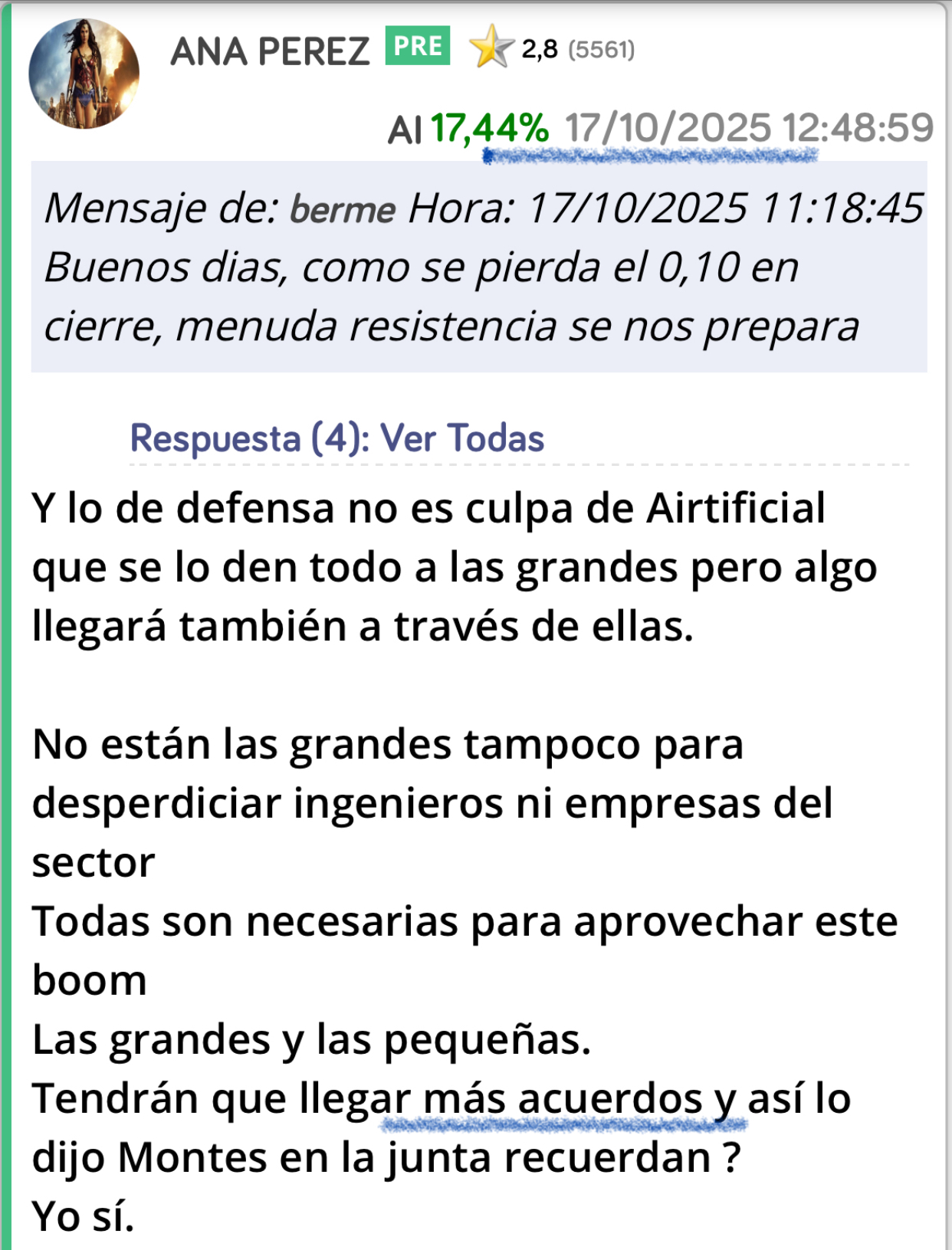 Mientras hoy os leía me entretuve también en buscar mensajes míos que intuían esto…
Este fue de los últimos y me alegro un montón que se cumplió.
Felicidades inteligentes. <span class="Emo39"> </span> jjj
