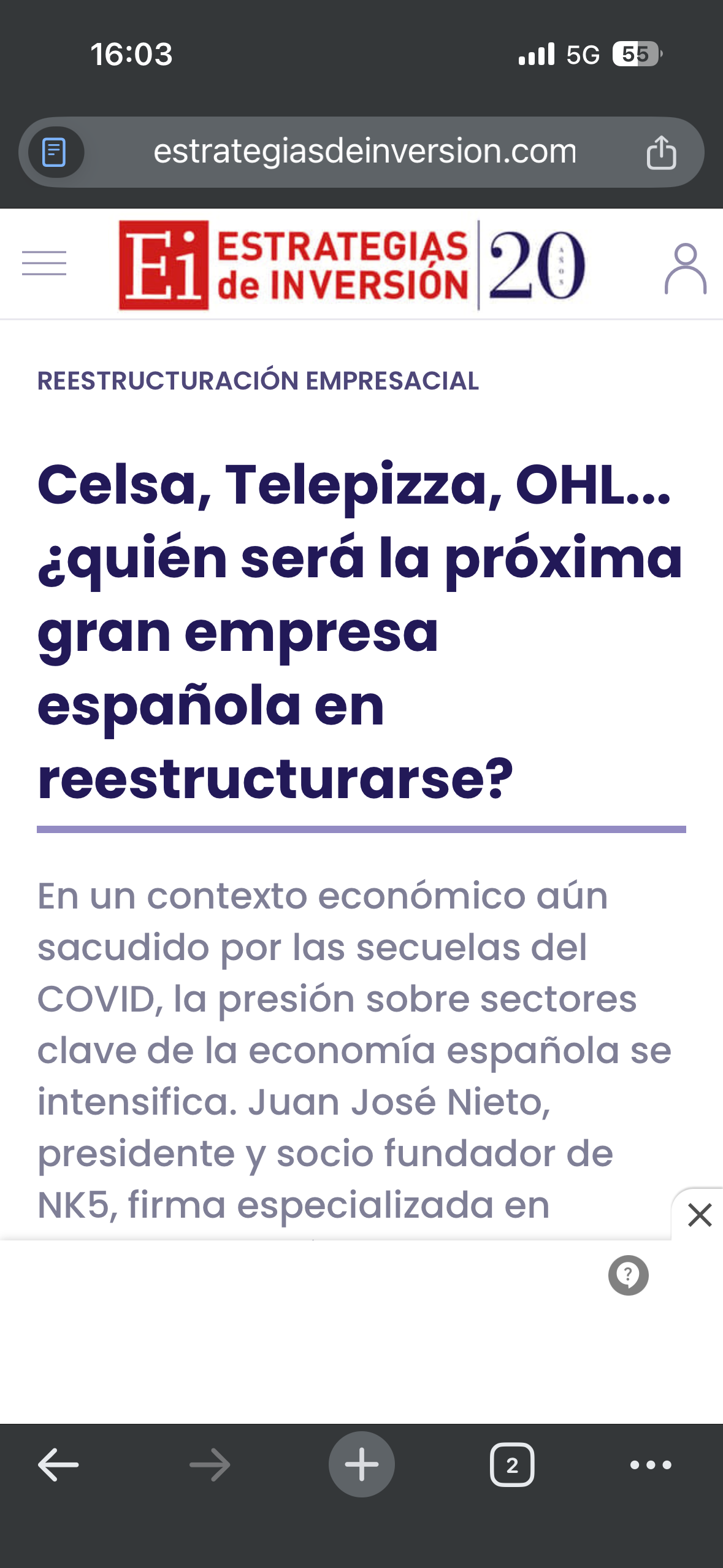 grafico de la accion OHL