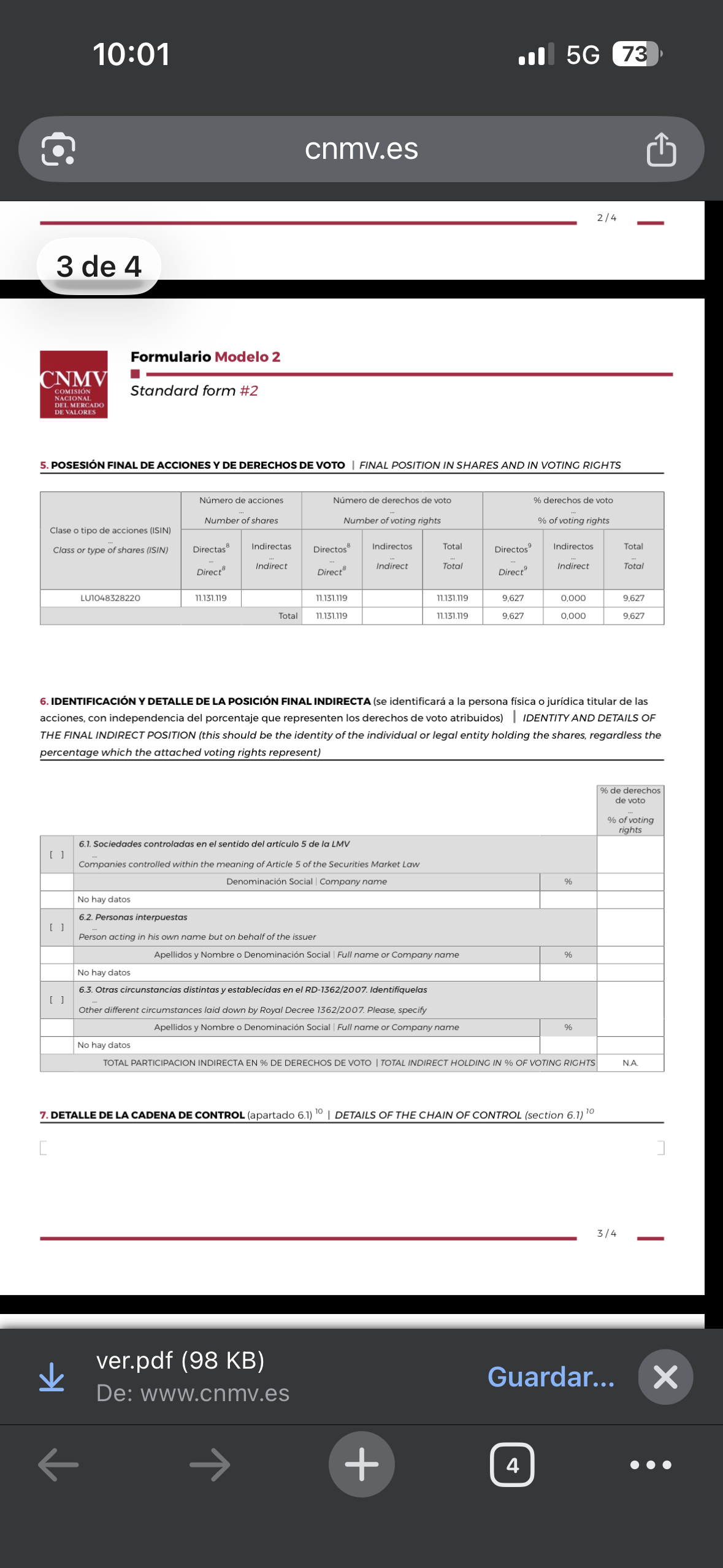 Actualizado en la CNMV la autocartera. Junta el 22/7