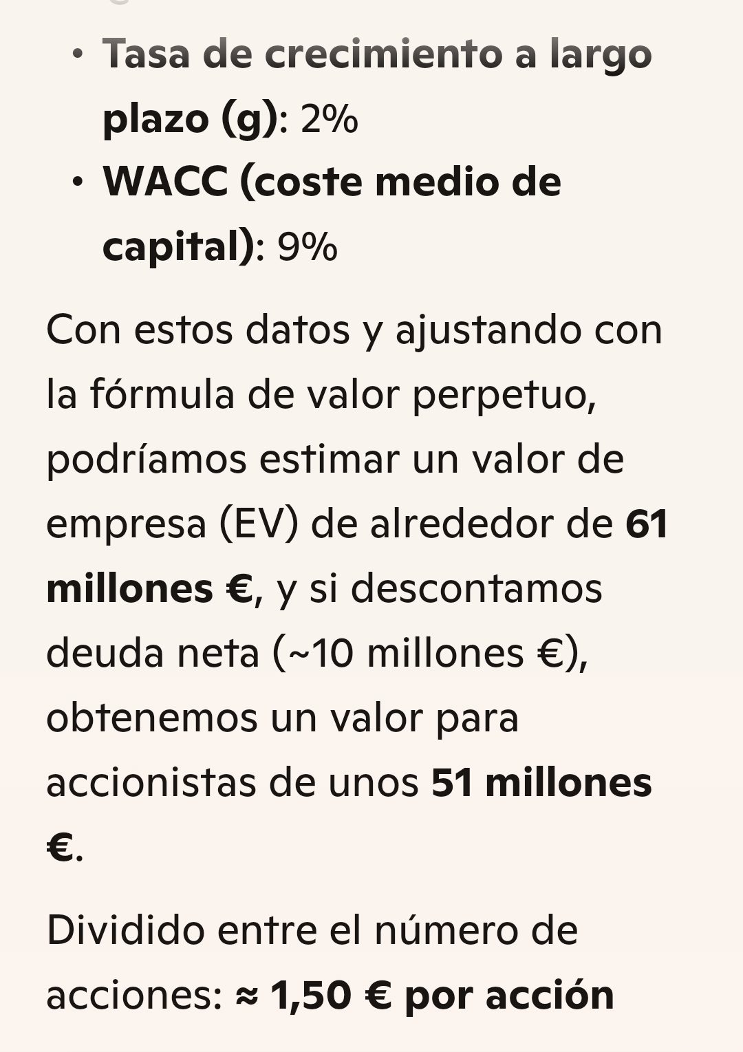 Esto debería valer según Ia y aquí es descontando la deuda