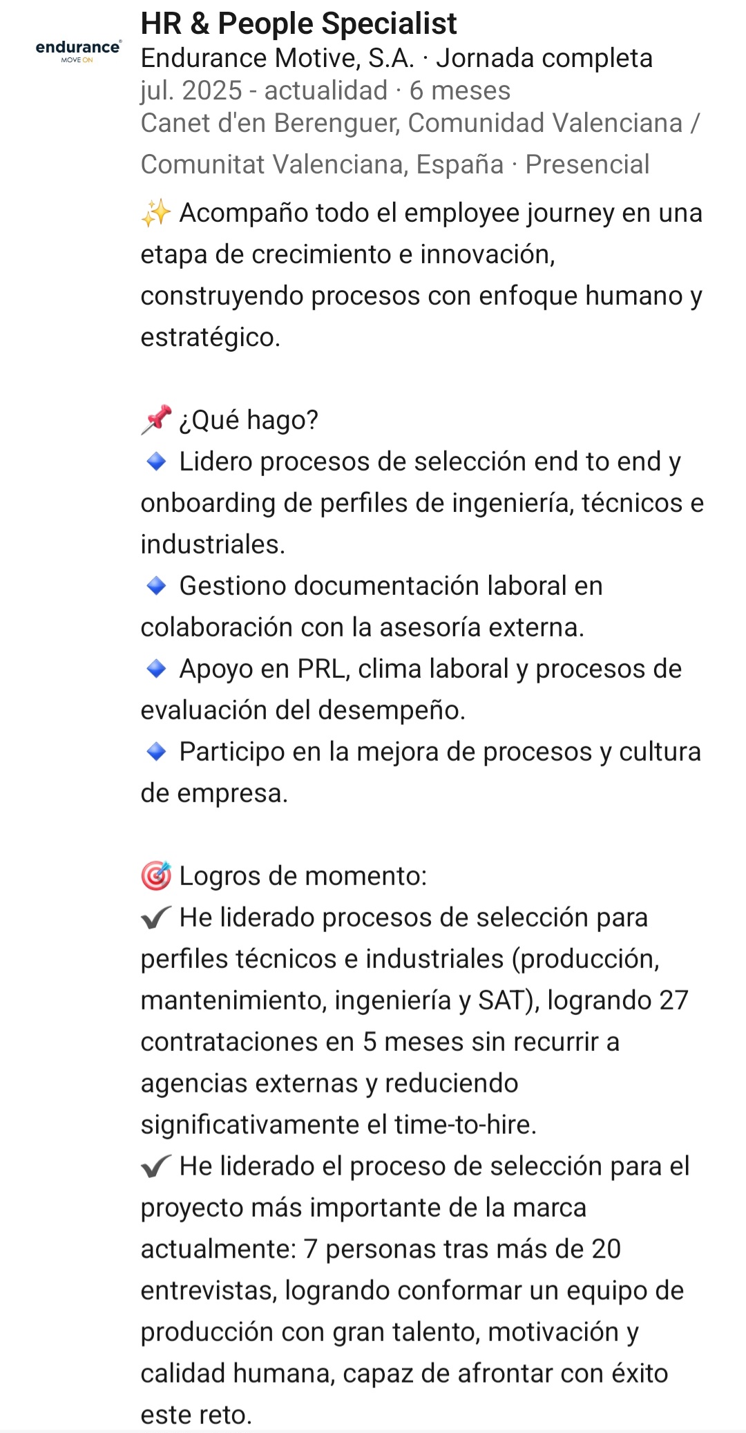 grafico de la accion Endurance Motive