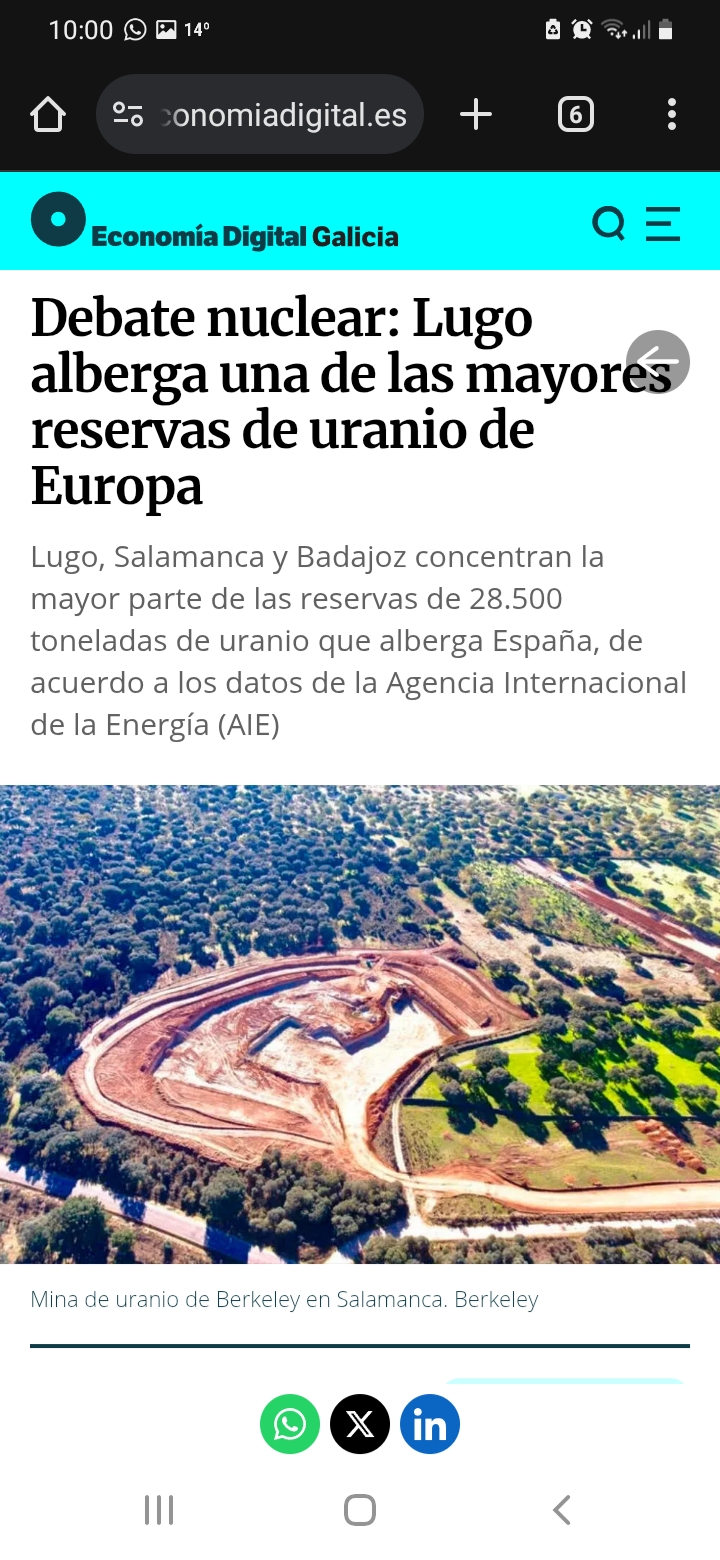 A ver, una cuestión práctica y sencilla para la ministra Aalistagesen.
Si por fin se entera de que en España tenemos 28.500 toneladas de reservas de uranio...