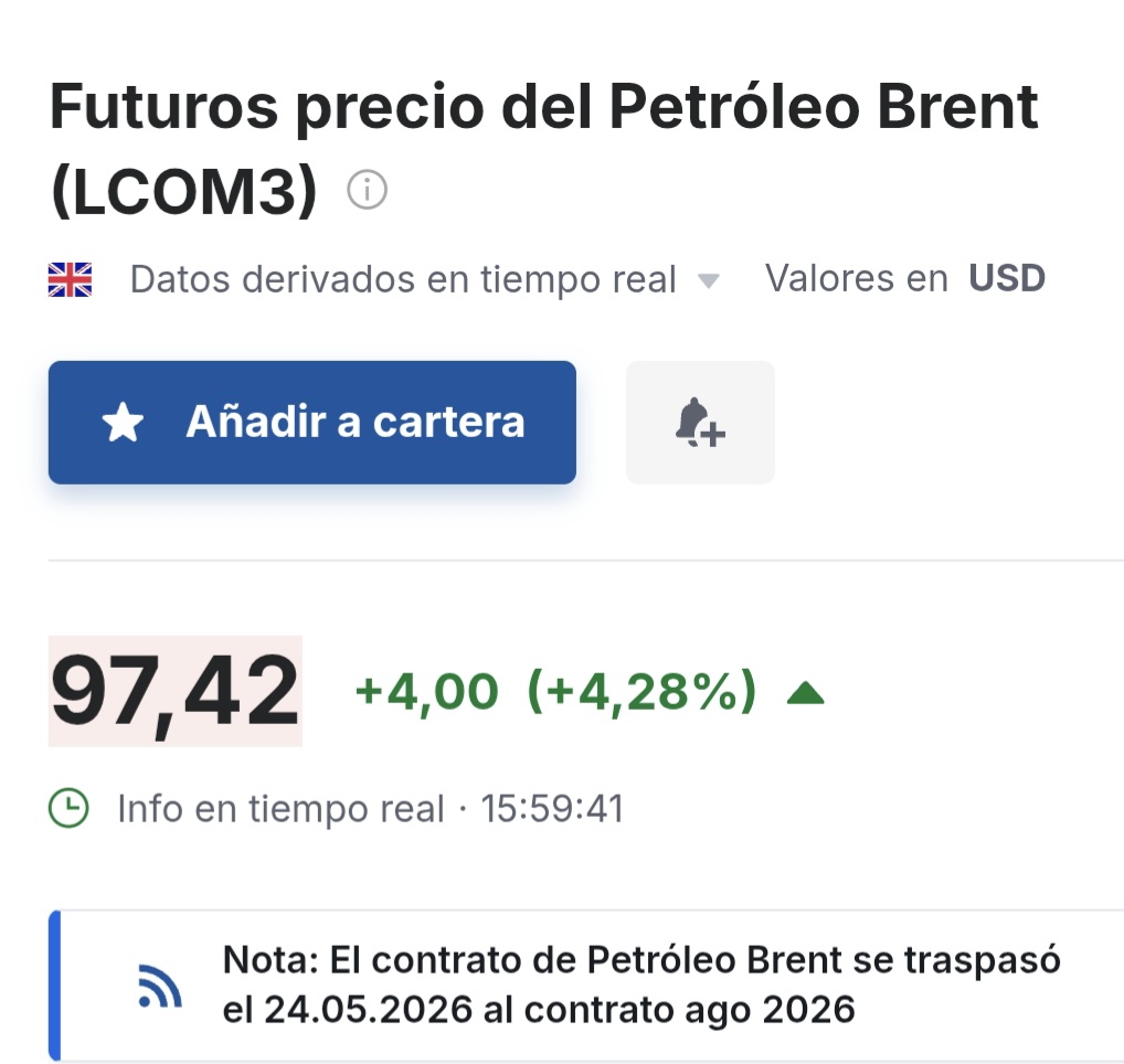 En tiempo real a ver quien entiende esto cuando estaba hace unos dias a 110 dólares bajaba la acción ahora a 97 subiendo
