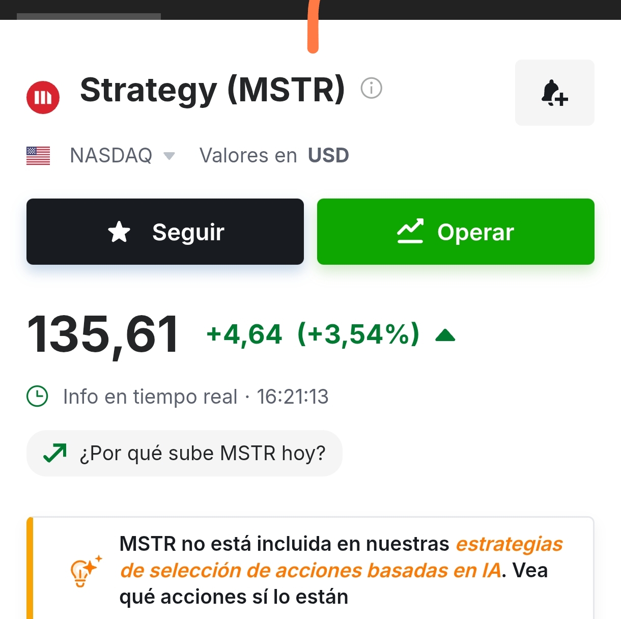 Strategy está subiendo bastante