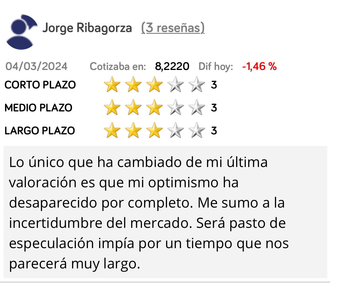 Y aquí adjunto mi comentario de hace más de un año.
No sólo es acertado. Todavía está vigente.