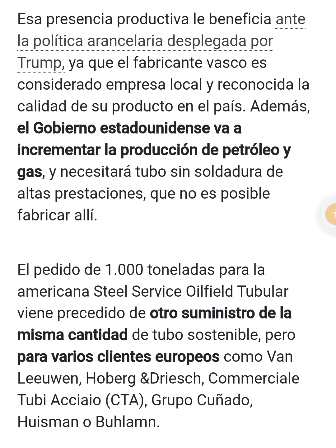 Importante EEUU va a incrementar producción de gas y petroleo y necesitará más tubos y antes de este pedido hubo otras 1000 toneladas de otros clientes