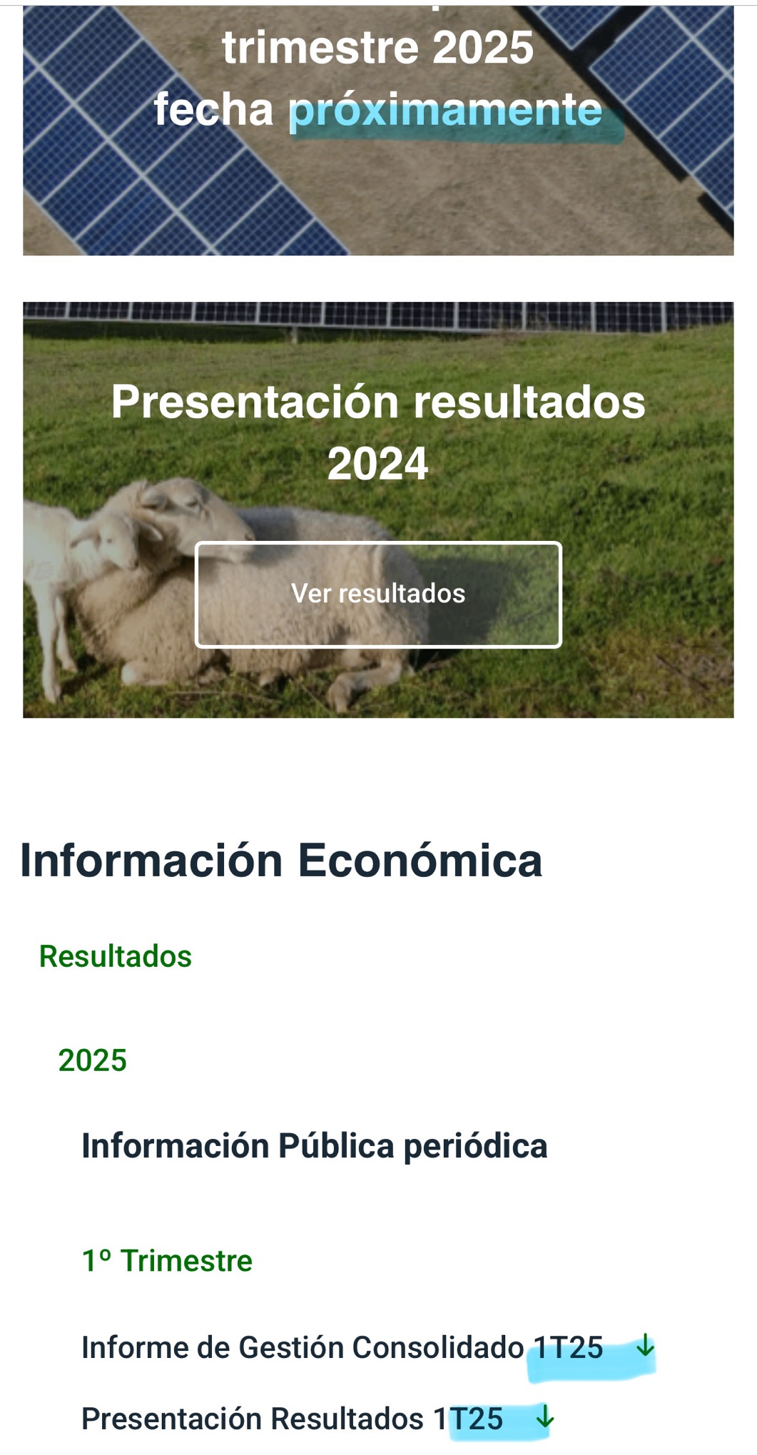 En la web han creado ya apartado para subir los resultados 1t2025
A ver si confirman pronto fecha