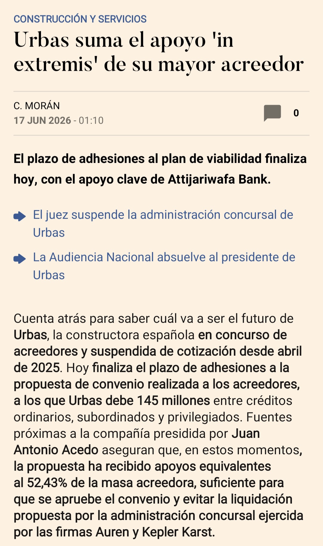 Buenos días. Amplio la noticia para los no suscritos a Expansión
