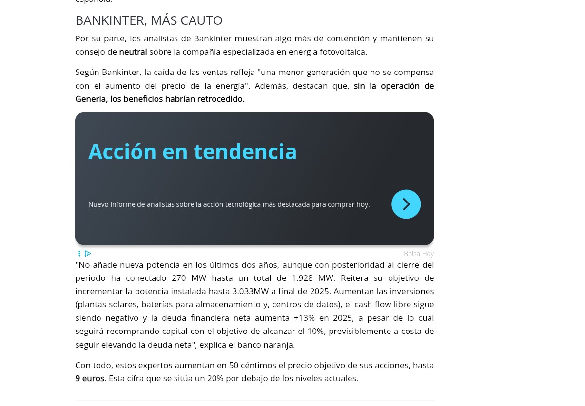 Bankinter es mas "cauto" PO 9€y eso que lo han subido 50 ctmos <span class="Emo38"> </span>