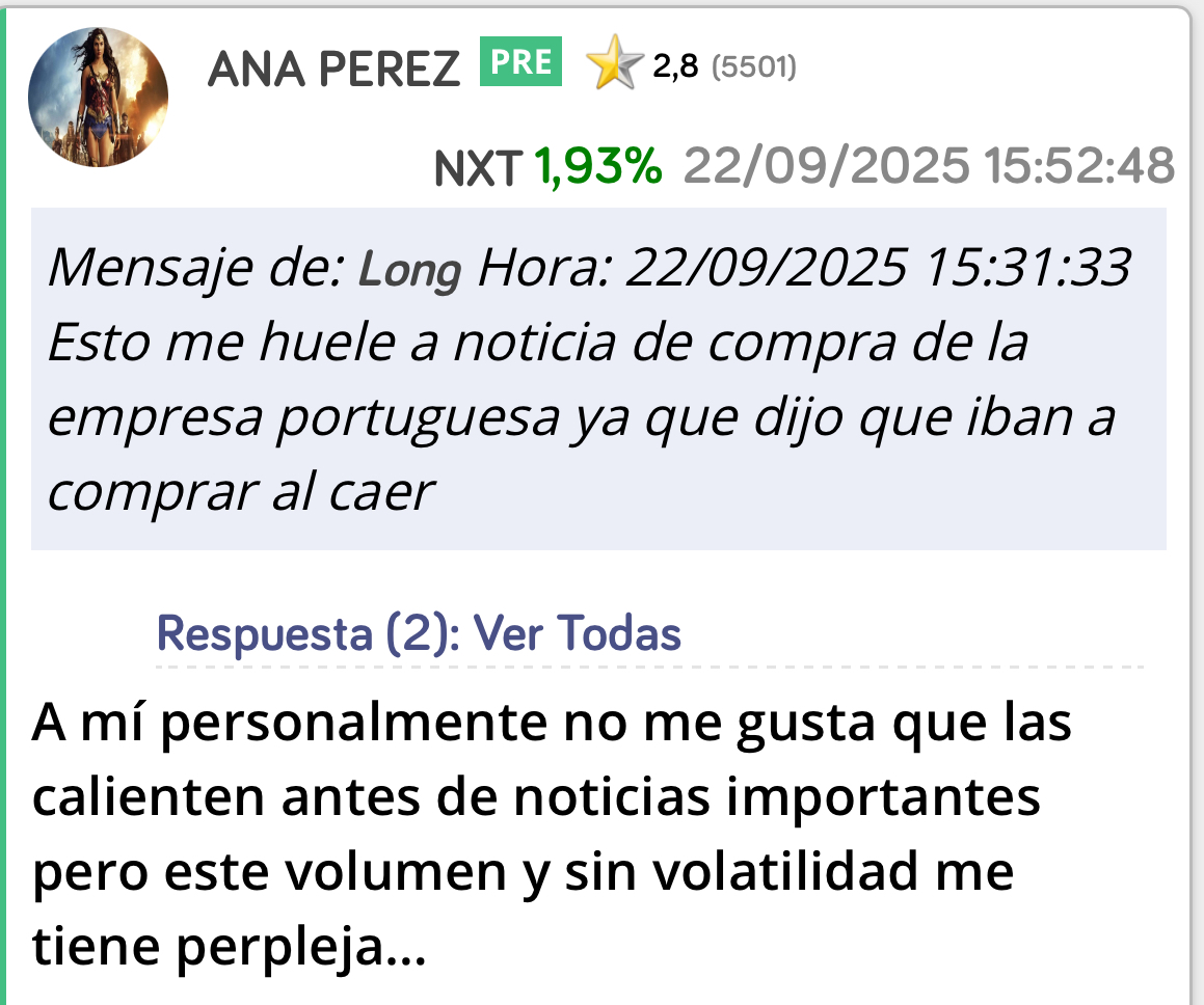 Lo importante es la empresa que va muy bien…
Todo lo demás es transitorio…
Sólo es recogida de beneficios pero otros aprovecharán también.
Hasta lueguito <span class="Emo12"> </span>