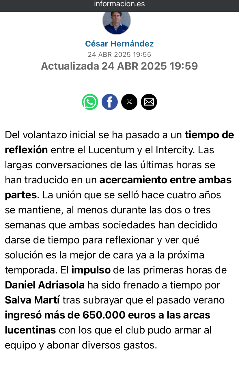 Lo que quiere el Lucentum es más dinero… fin.