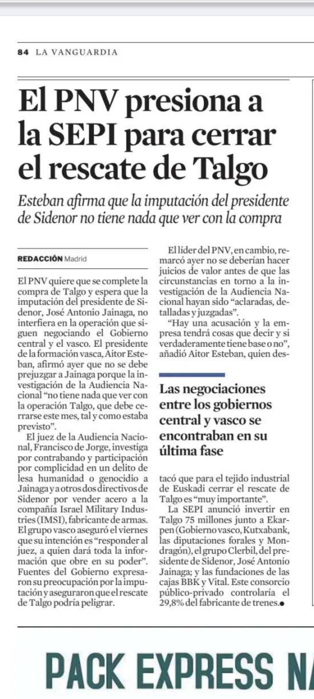 La vanguardia hoy