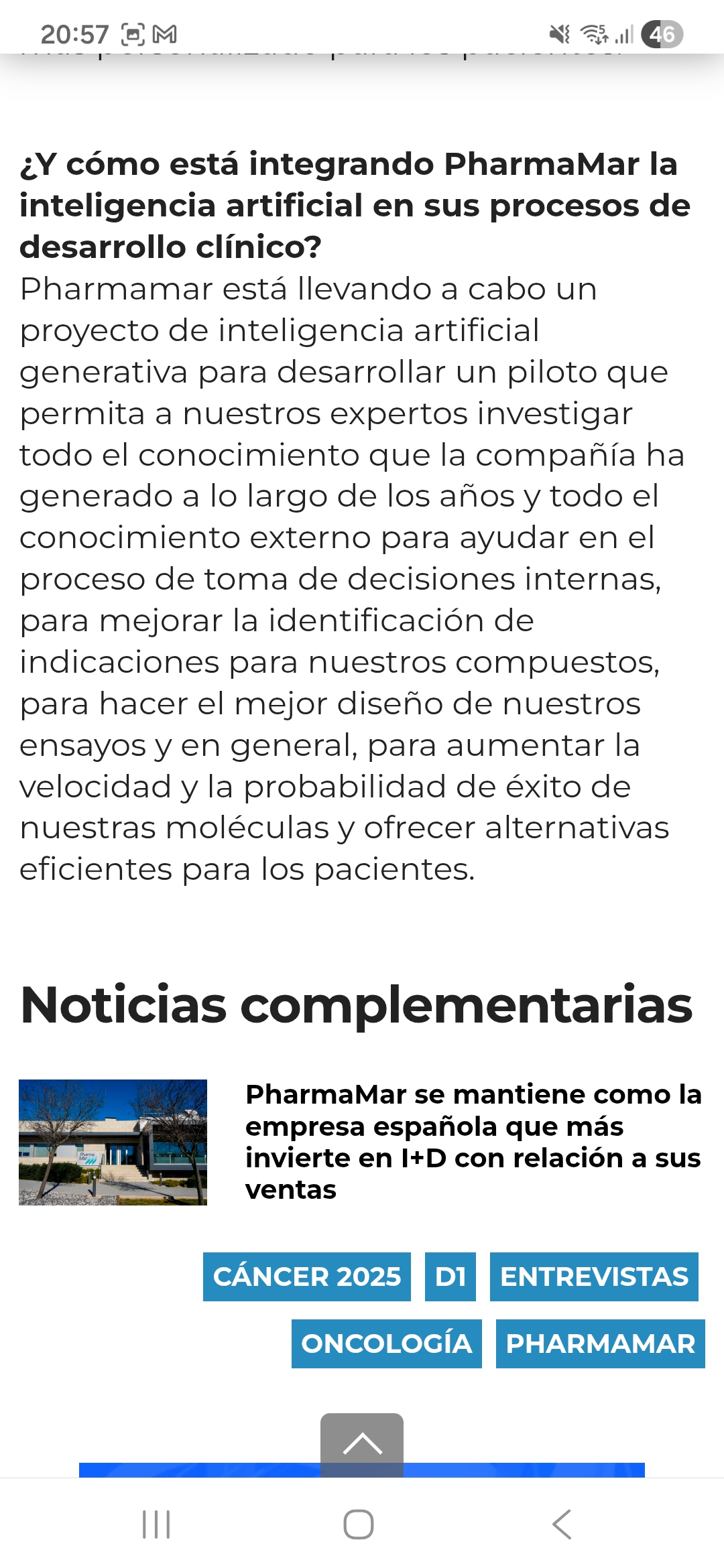 grafico de la accion Pharma Mar