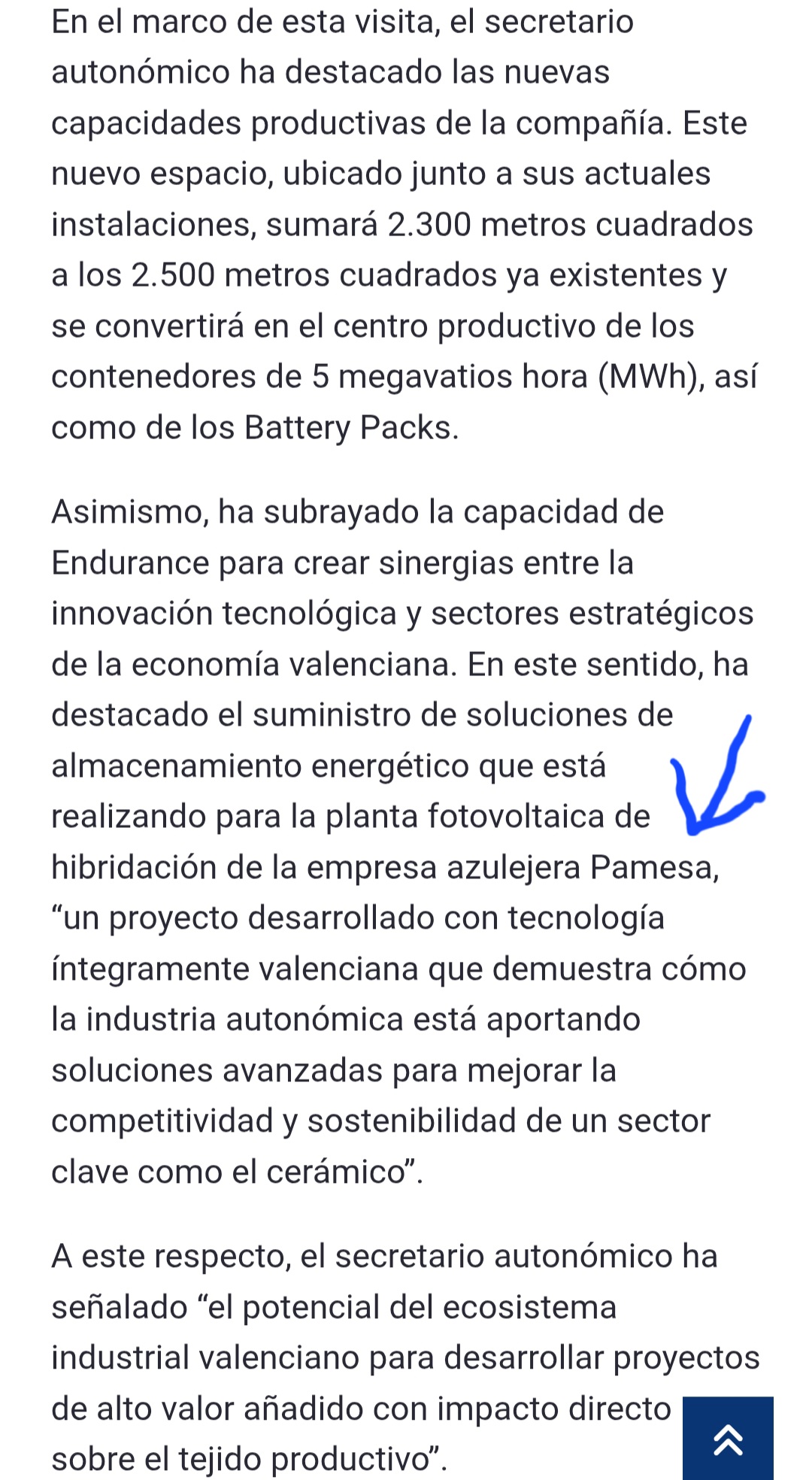 Se confirma que los 30 MWh llave en mano son para Pamesa; cuando acabe el commissioning en Mayo-Junio, no habrá mejor carta de presentación de cara a los aprox 2.000 autoconsumos industriales de 1 MW o más que hay en España sin hibridar.