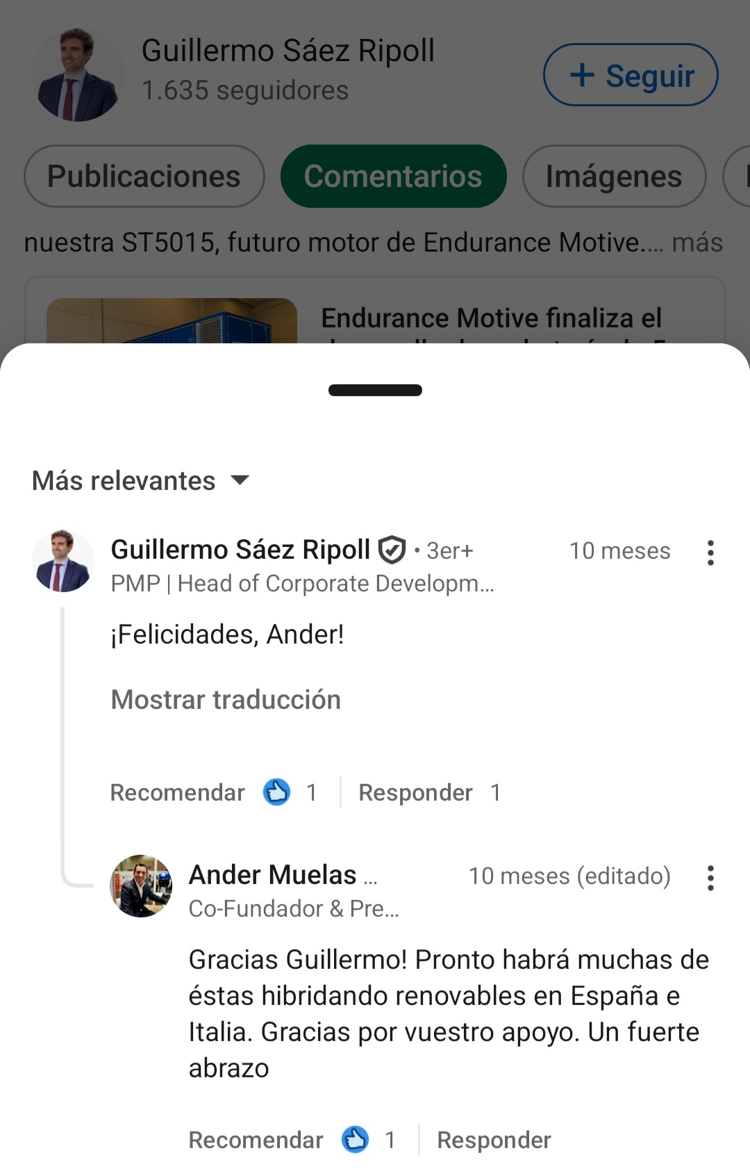 grafico de la accion Endurance Motive
