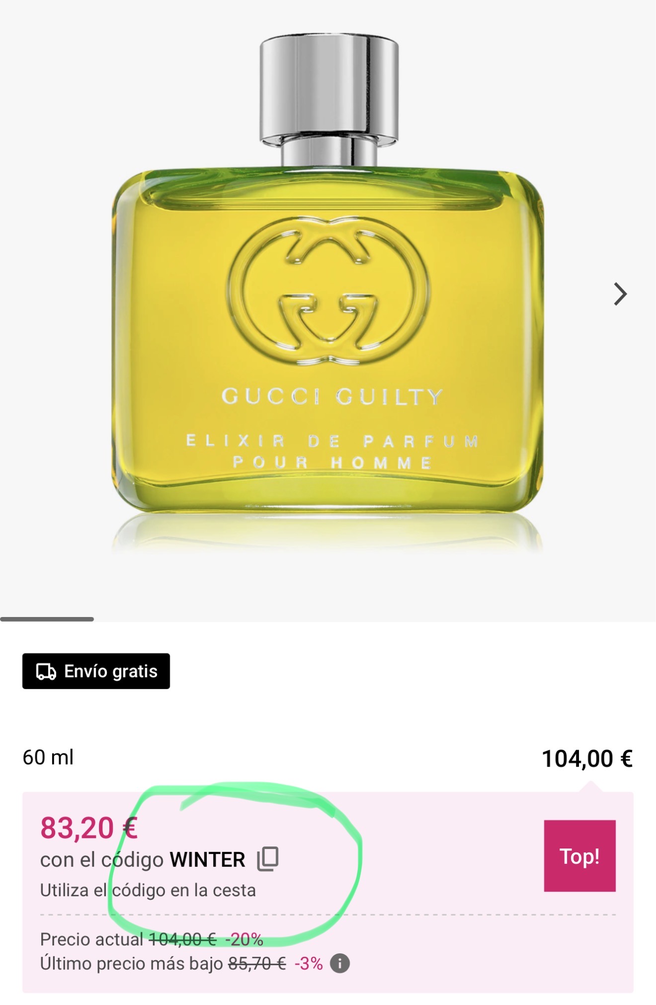 Me iba a comprar un perfume y digo no me lo puedo creer, mirar qué código hay que meter