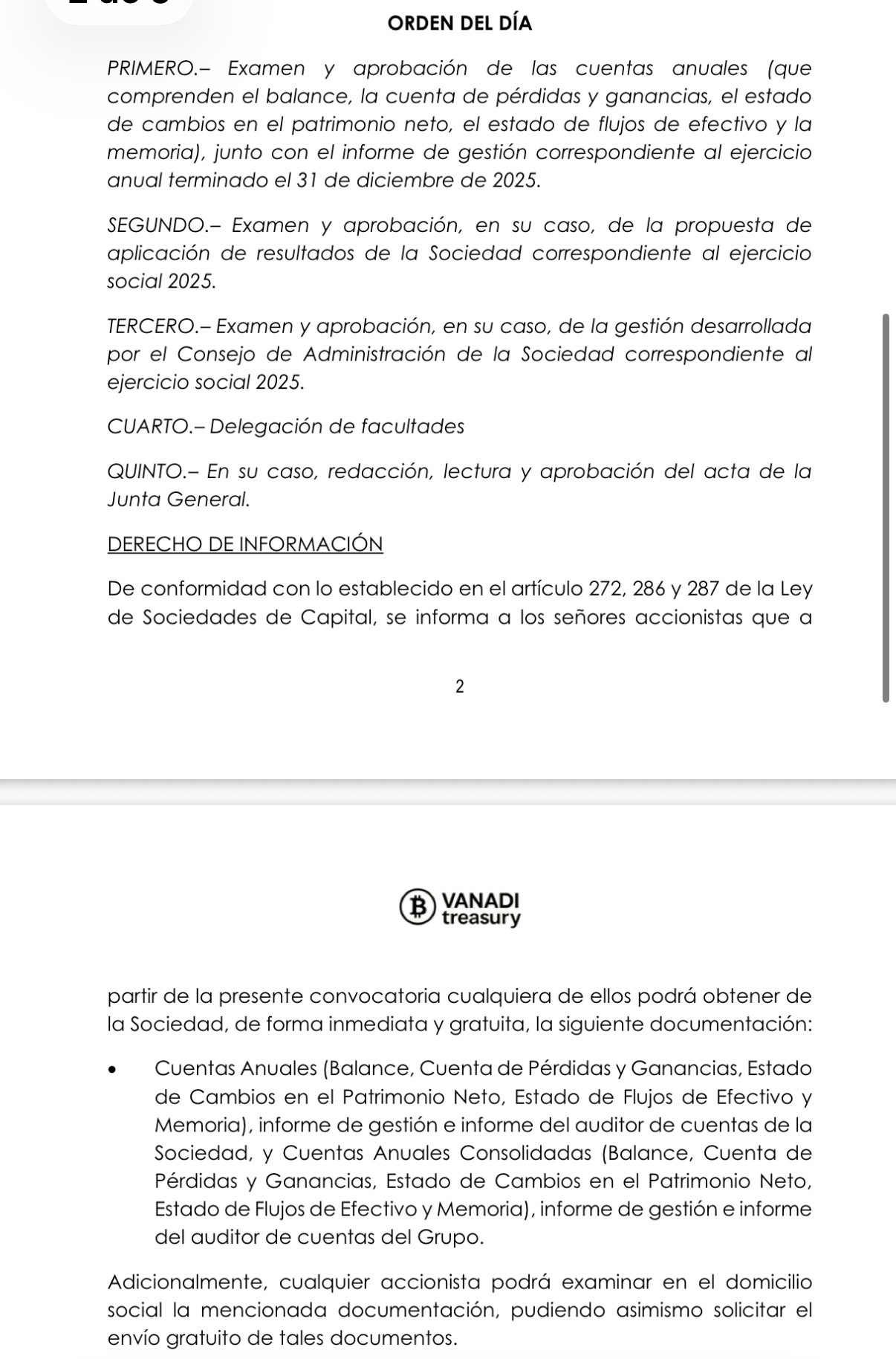 Orden del día de la asamblea