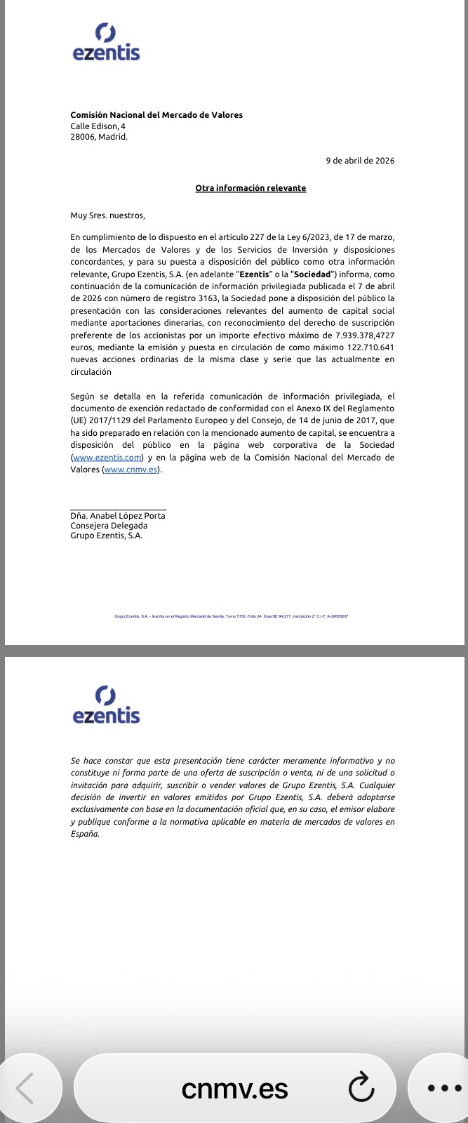 grafico de la accion Grupo Ezentis