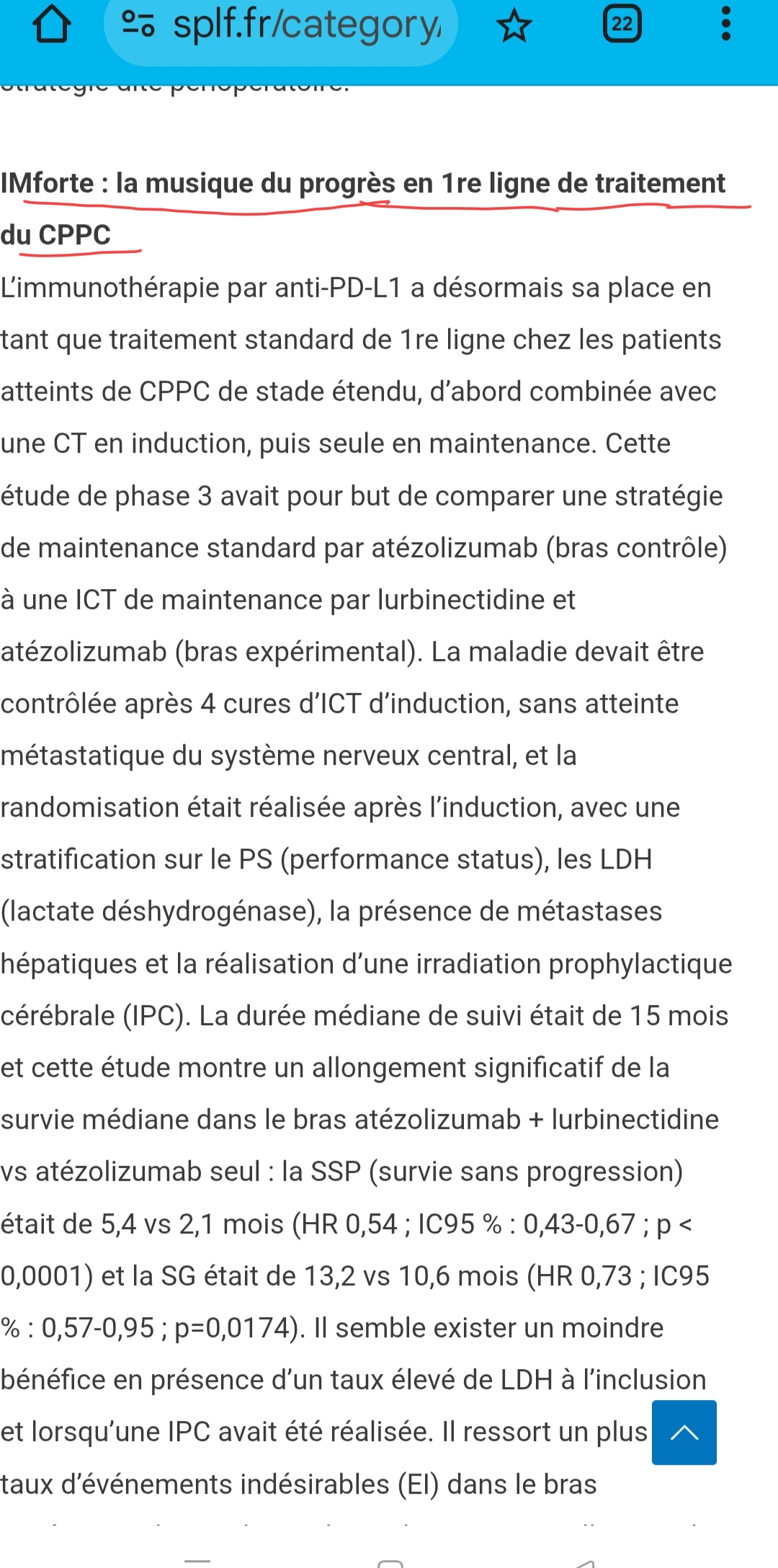 Que bonita esta frase en Francés
!
IMforte : la musique du progrès en 1re ligne de traitement du CPPC..
<span class="Emo39"> </span>