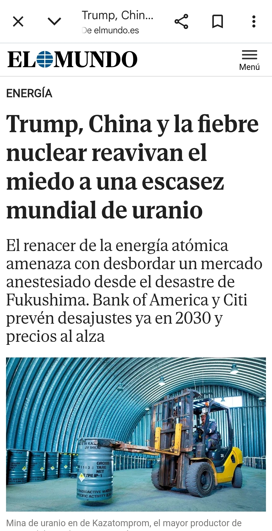 No es uranio lo que tenemos, es oro puro...