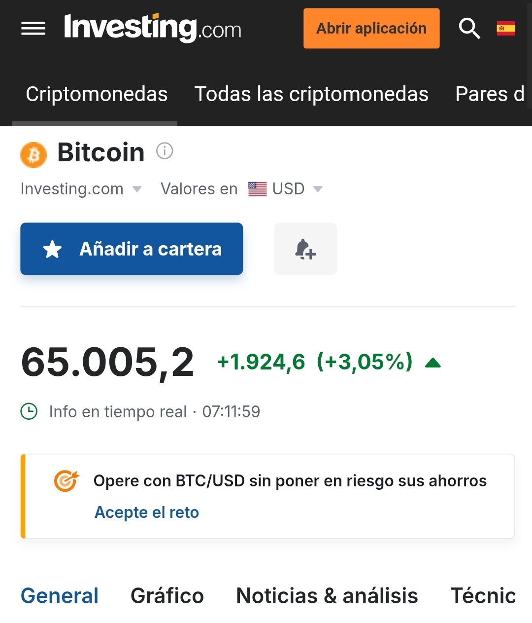 Buenos dias chic@ssss, el bitcoin ests en verde