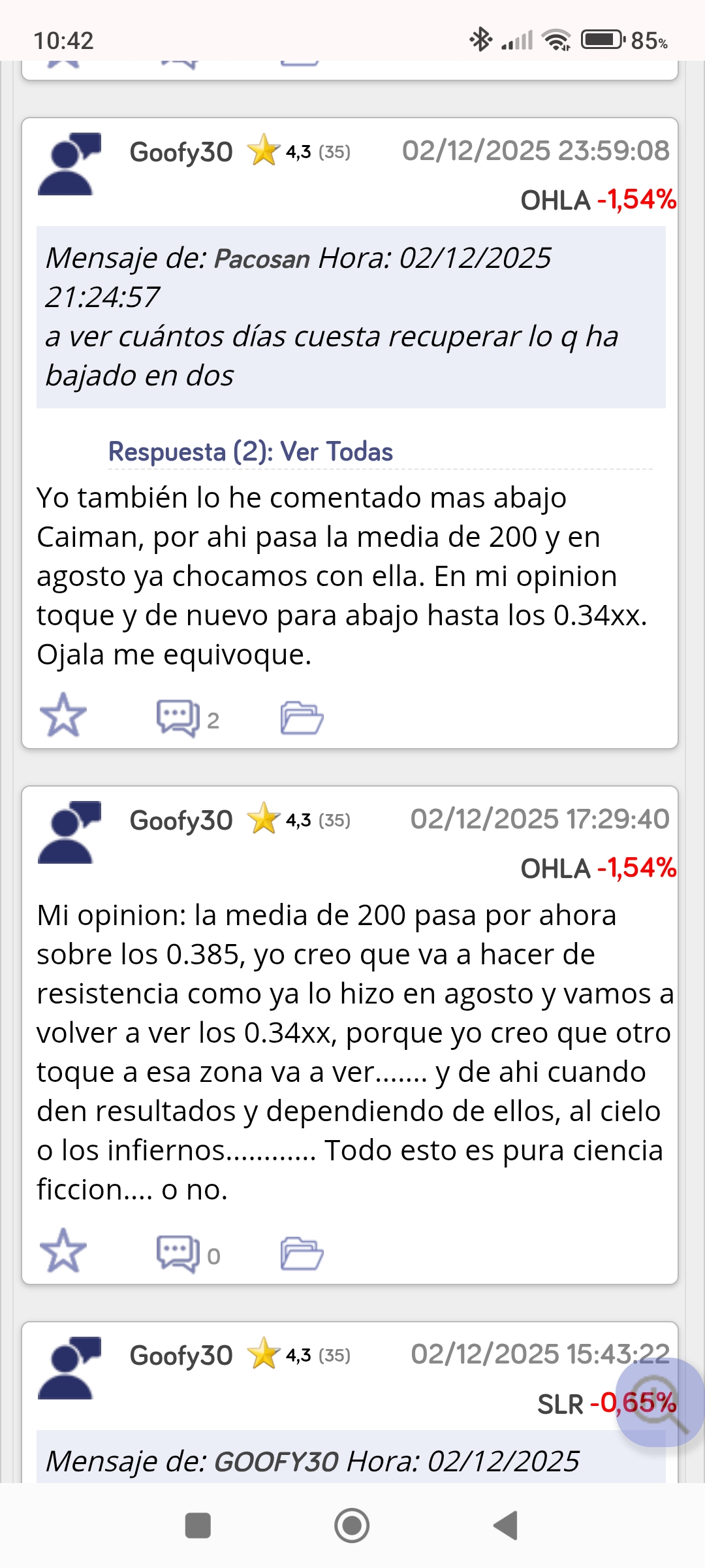 grafico de la accion OHL