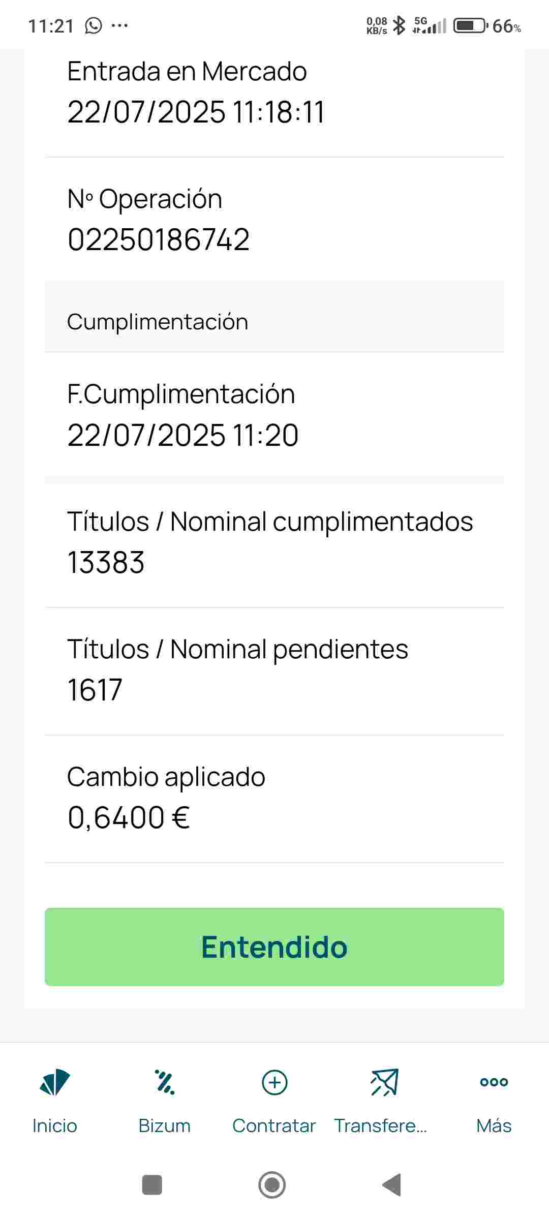 Me quedan 1600 acciones por comprar. Ahí mi captura.