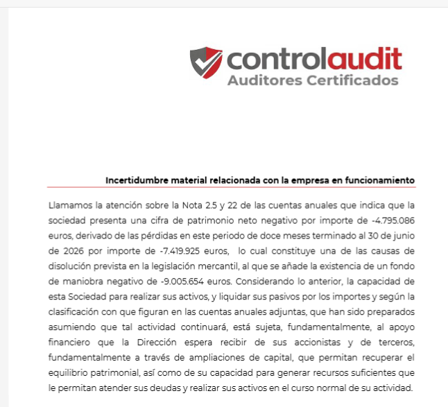 Esta es la opinión del auditor!!!