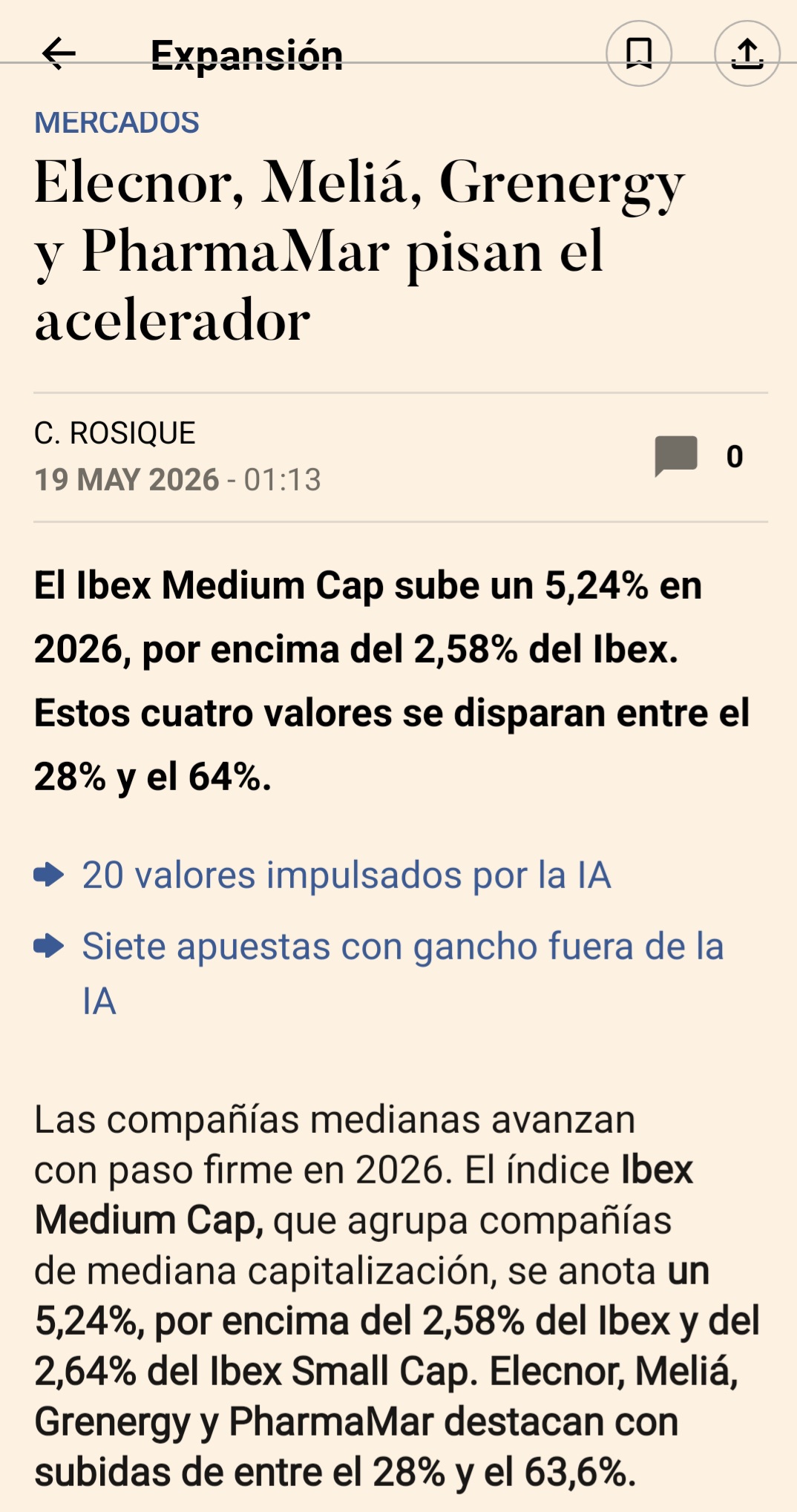 Buenos días y feliz martes a todos
https://www.expansion.com/mercados/2026/05/19/6a0b9bed468aebba198b45ad.html