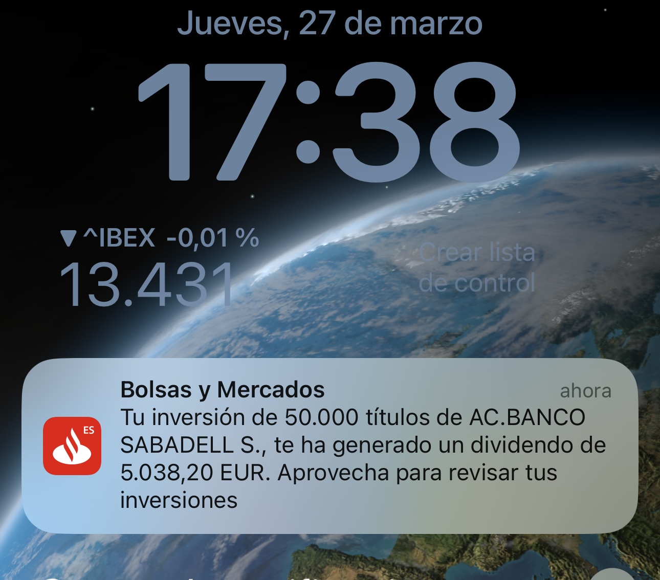 Dividendo ingresado.
Seguimos