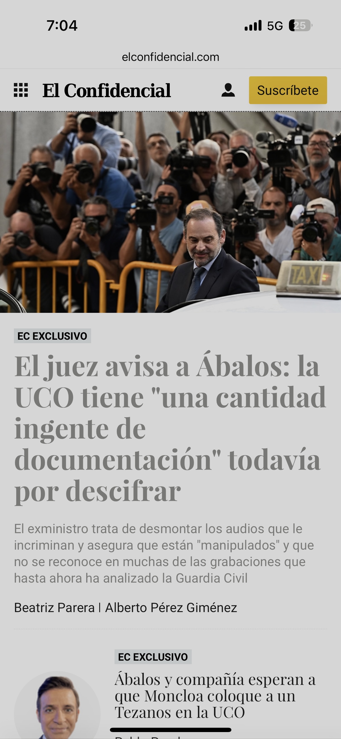 Al juez le importa poco que Ábalos esté en la calle. Hay tantas grabaciones que ya no puede destruir o hacer nada.
Ábalos se ha equivocado.. Todo el PSOE va a caer . TODO. Su única posibilidad es cambiar al responsable de la UCO y entorpecer ( Marlaska se ha negado a aportar más personal)