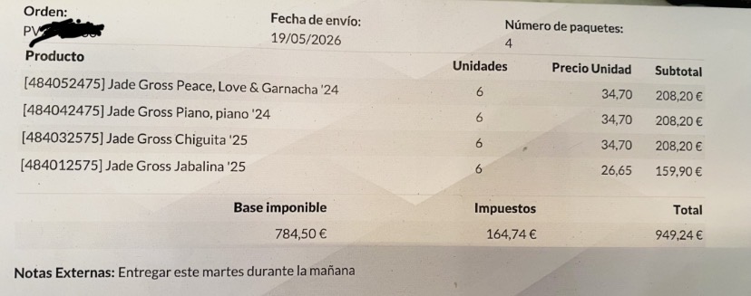 La factura, muy aseada