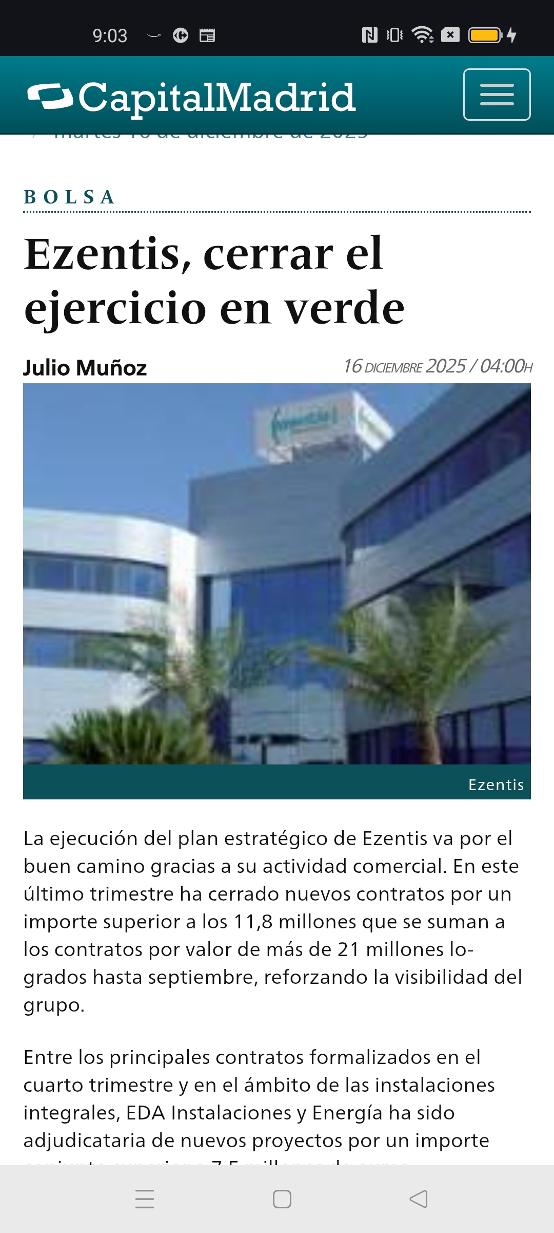 grafico de la accion Grupo Ezentis