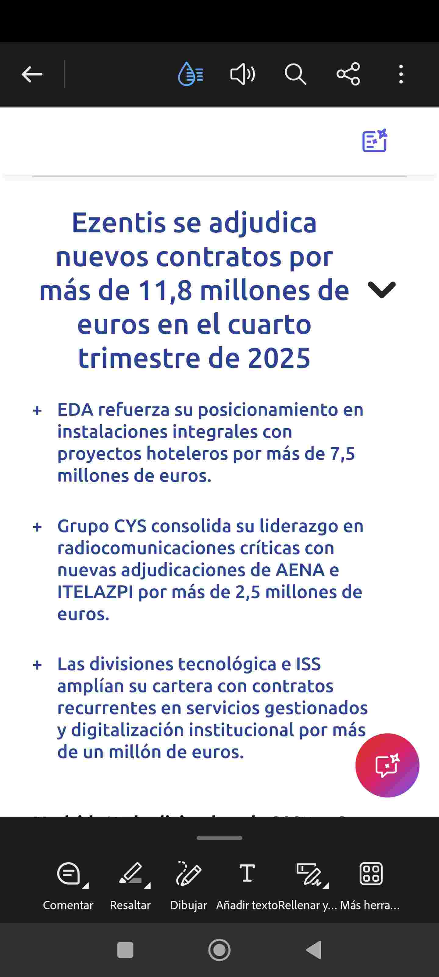 grafico de la accion Grupo Ezentis