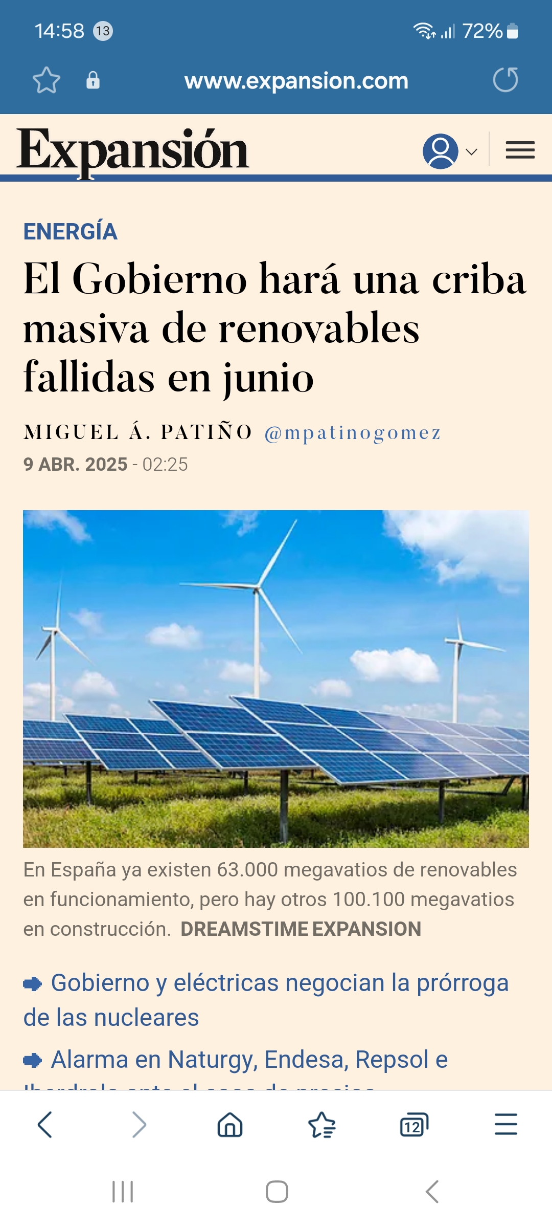 Hasta después del 25 de junio creo que no van a resolver el problema de los precios 0€. Cuando se quiten de encima todos los proyectos renovables fallidos entonces ya tendrá más sentido ofrecer mayor viabilidad económica a las empresas y proyectos serios: https://www.expansion.com/empresas/energia/2025/04/09/67f58a8a468aeb711d8b45b3.html