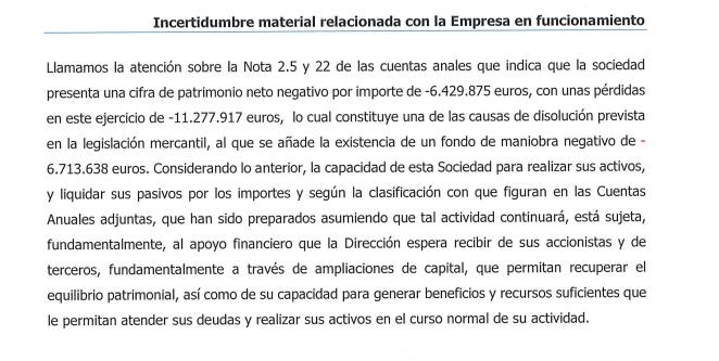 EMPRESA EN QUIEBRA... Cada uno que valore... las noticias no dan dinero, solo lo roban a los accionistas