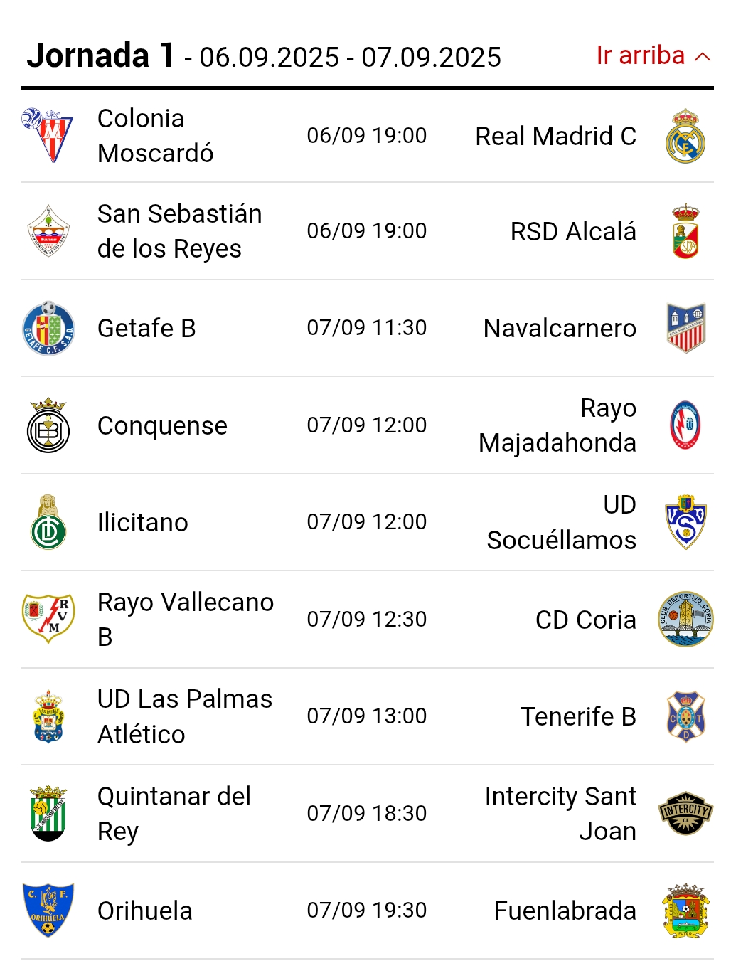 Primera jornada de liga, el proximo finde