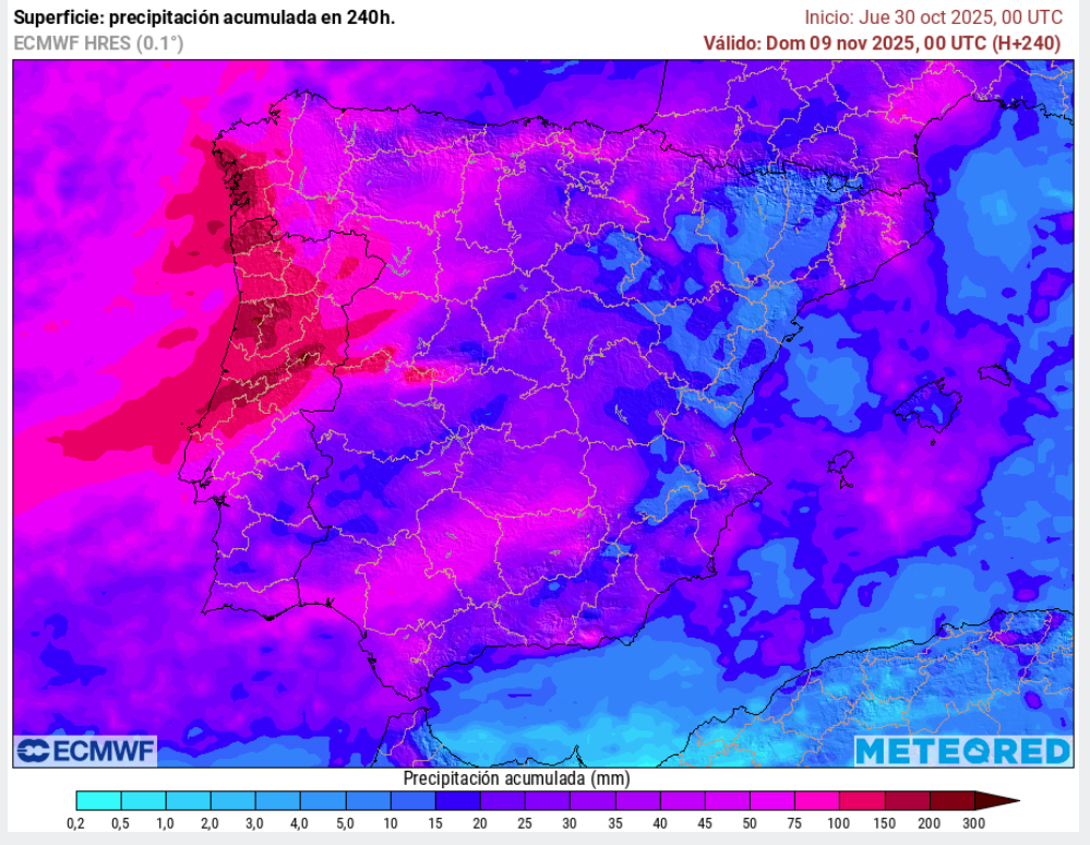 ECMWF da más agua hasta el domingo 9