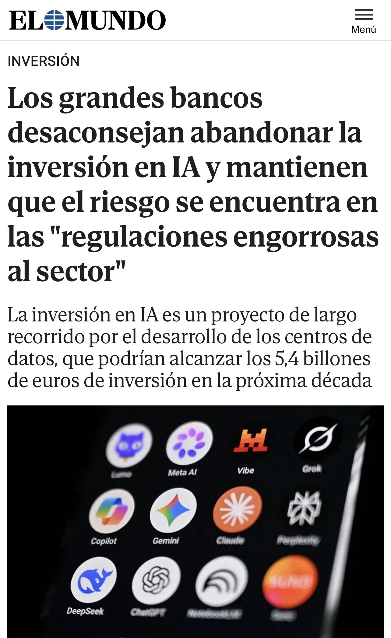 Sabes lo que te pasa ?
Lo que le pasa a la mayoría de la gente y también a muchos analistas y es que no terminan de comprender el alcance de esa nueva tecnología ….
de hecho mira lo que opinan los grandes bancos de frenarla !
Que un churro ! <span class="Emo28"> </span>
Esto es de hace tres días ….