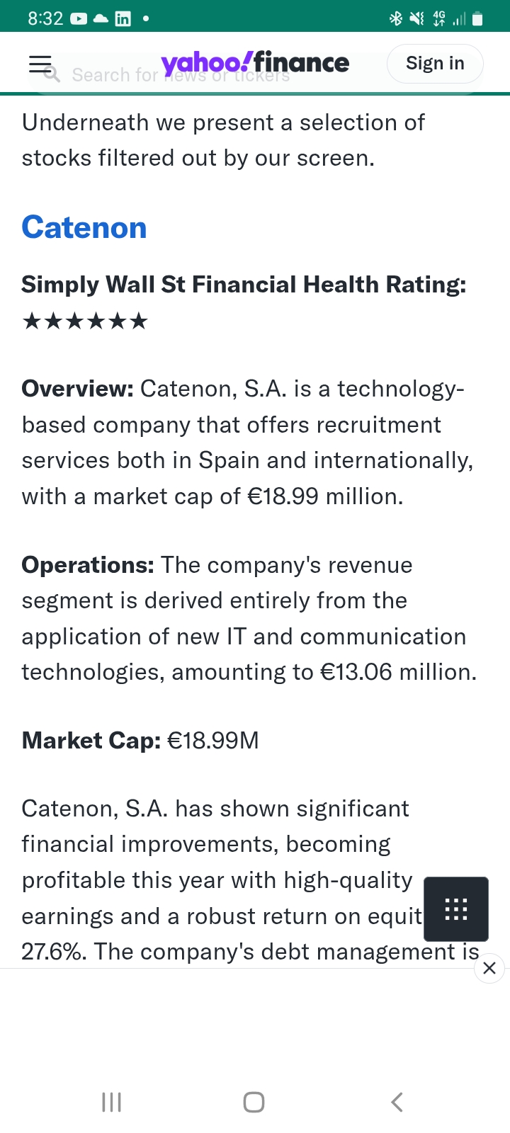 grafico de la accion CATENON