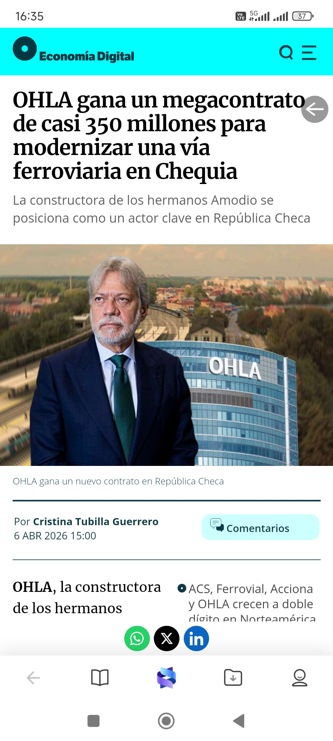 grafico de la accion OHL