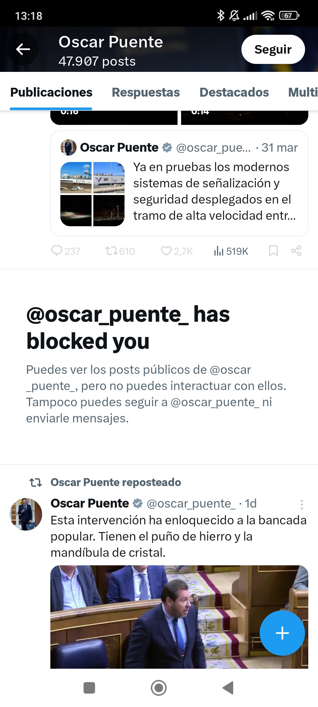 Señores lo lee todo, me ha bloqueado llevo unos 10 mensajes comentando sus tuit y hablando siempre de #Talgo socio Industrial y que va a hundir talgo como siga así sin socios industriales. Os animo a comentar joder!!!