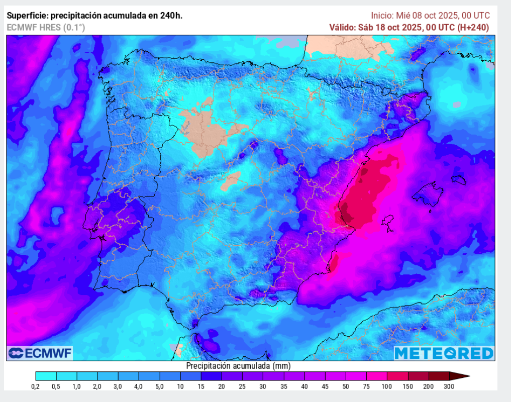 La esperanza es esa borrasca que llegaría por el suroeste desde el 18 de octubre. A ve si no la quitan la semana que viene