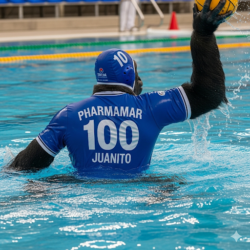 pues Juanito ya anda saliendo del fondo de las piscina(mar) practicado los 100 ;-)