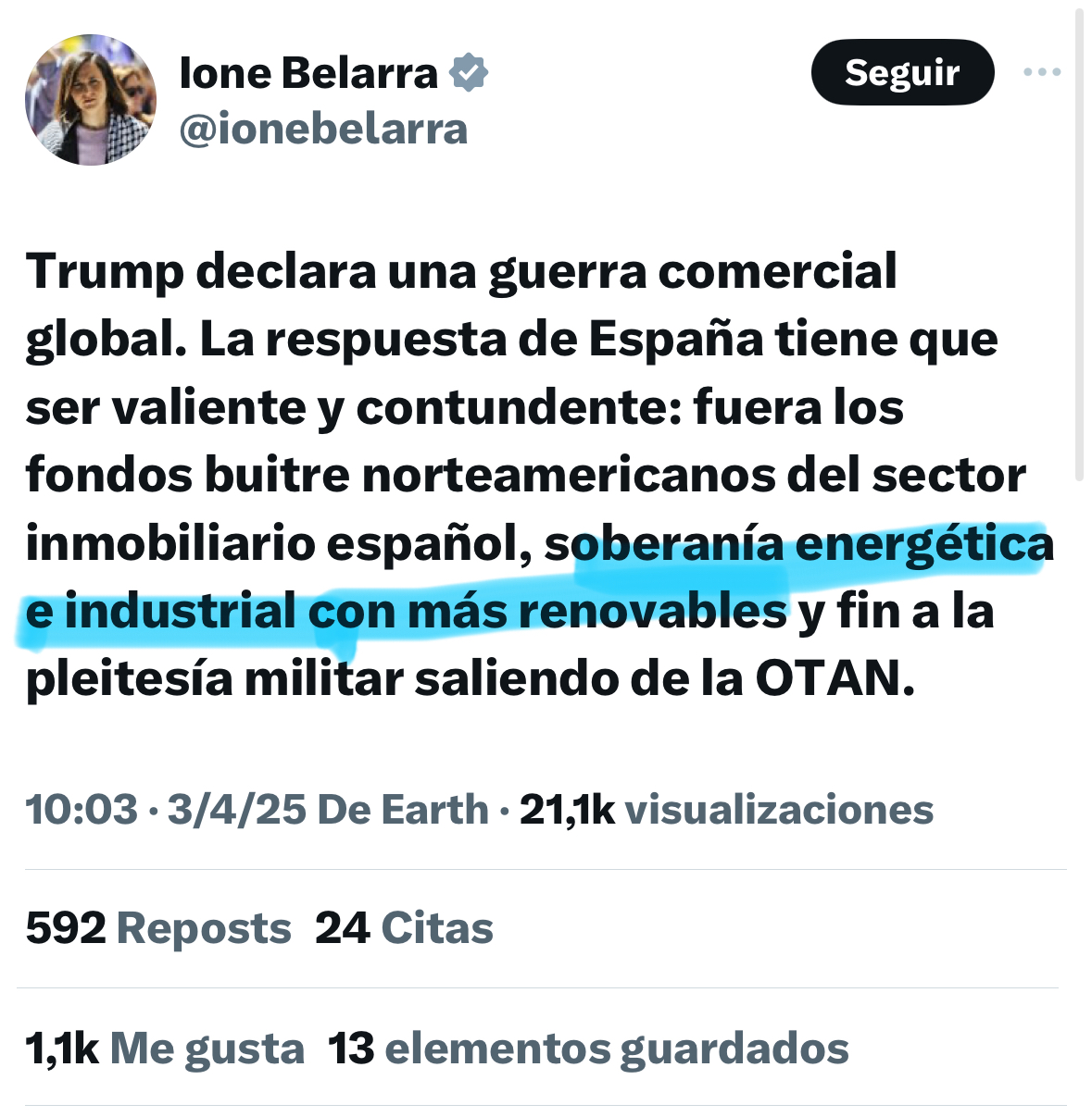Q esta idea de la necesidad de soberanía energética se extienda es bueno para la cotización (no entro en el personaje político, que eso cada quien tendrá sus preferencias, voy solo a la idea)