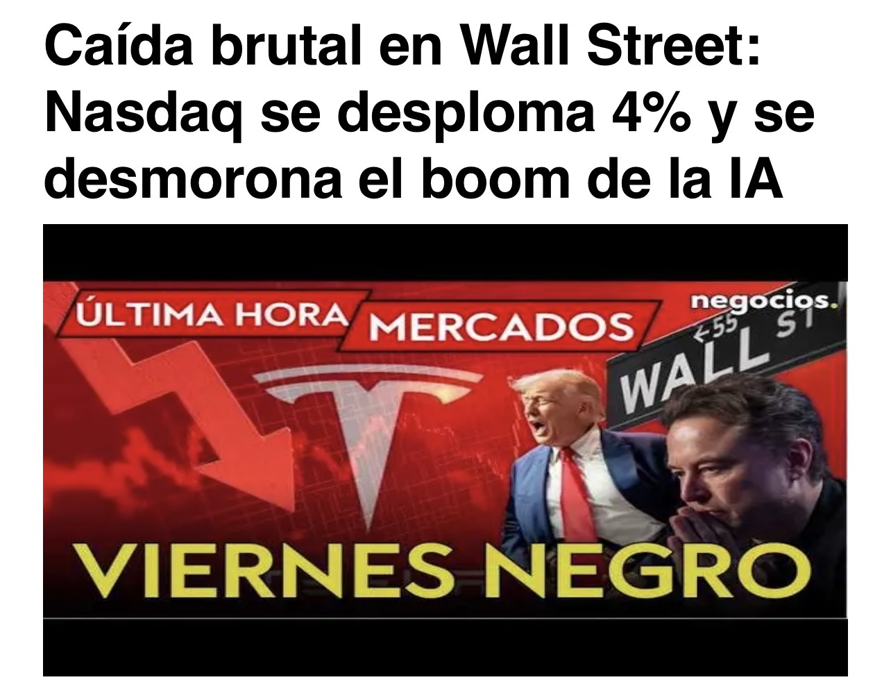 Buenos días.
Día caliente por la salida de SpaceX que los fondos están obligados a comprar y calentar los mercados para que sea un éxito.
Sin embargo hace una semana los titulares eran totalmente diferentes y el mercado entró en pánico con caídas brutales en las tecnológicas sobre todo.
Hablaban de pinchazo de burbuja de la IA
“Vela del infierno”…
Cuántos se lo creyeron ?